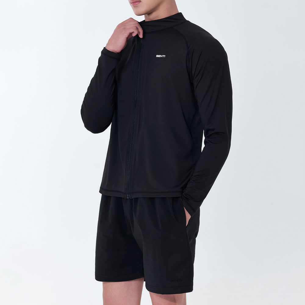 SENTI Man Classic Relax Fit Zip Front rash guard black [SAR-ARM22(BK) Men's Beachwear 디테일