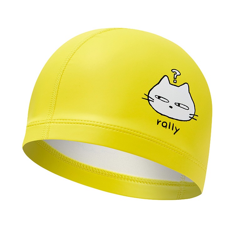 RALLY Kids Cats PU Coated Swim Cap Yellow PRKC920 YEL