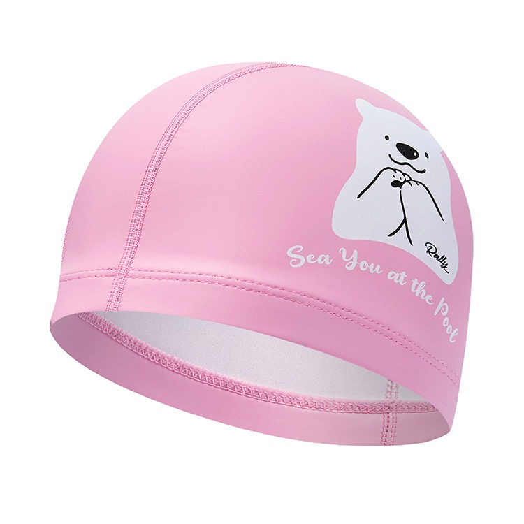 RALLY Kids Bear PU Coated Swim Cap Pink PRKC922 PNK