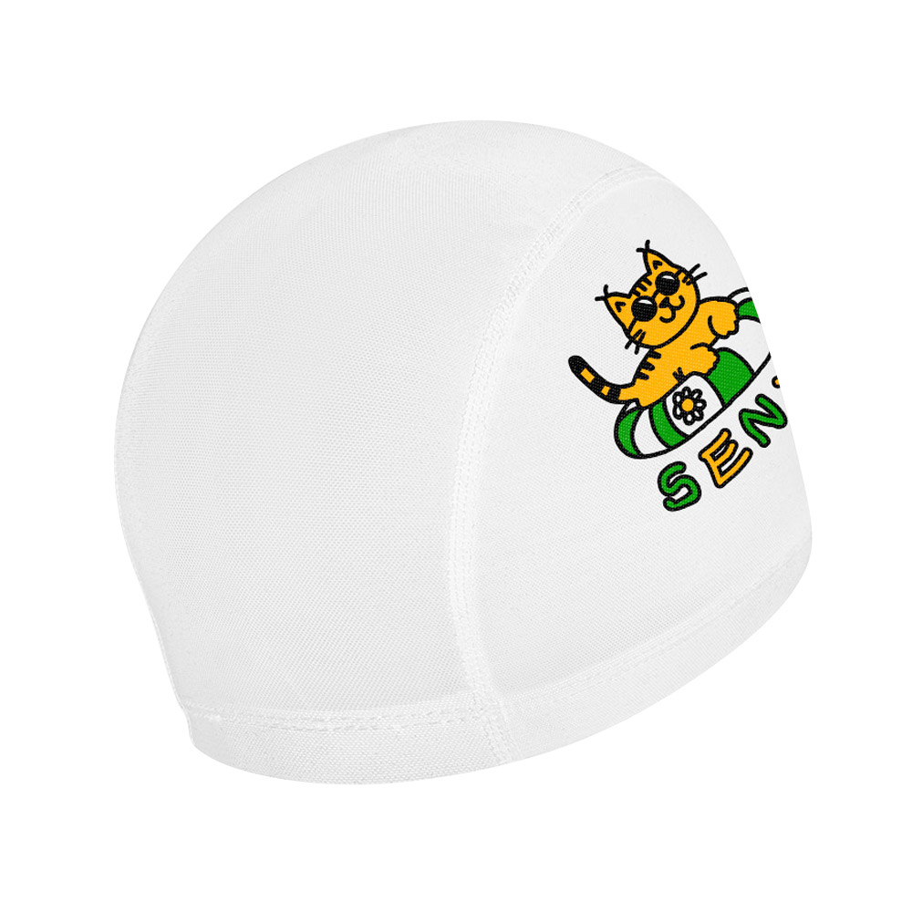 Cutie Tube Cat Mesh Swim Cap white