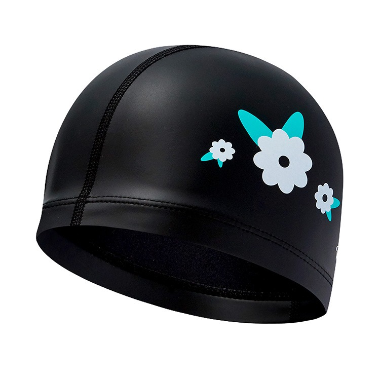RALLY Flower PU Coated Swim Cap Black PRUC915 BLK