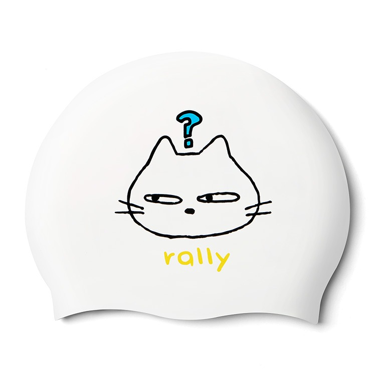 RALLY Cats Silicone Swim Cap White PRUC903 WHT