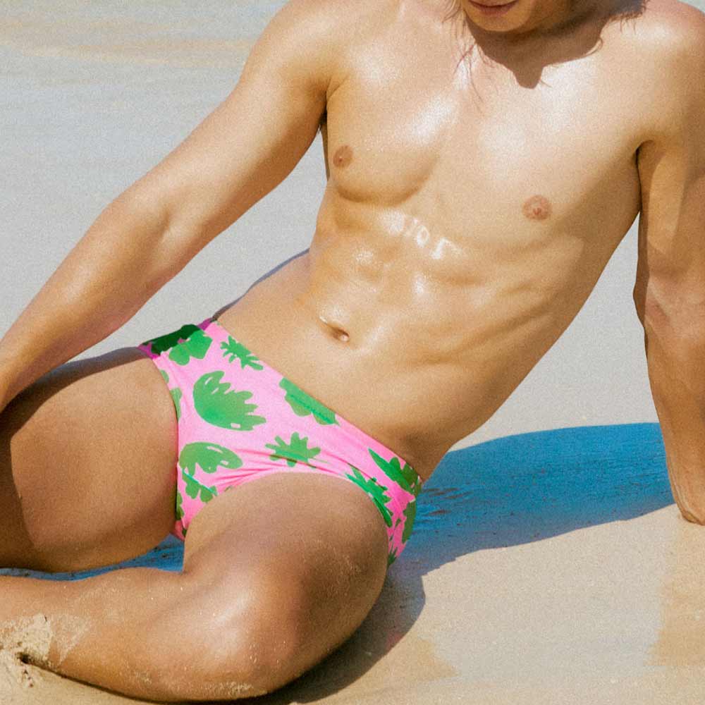 SENTI Pinkaba Semi Short Square Leg Swimsuit Pink [MSP-25423 Men's] 디테일
