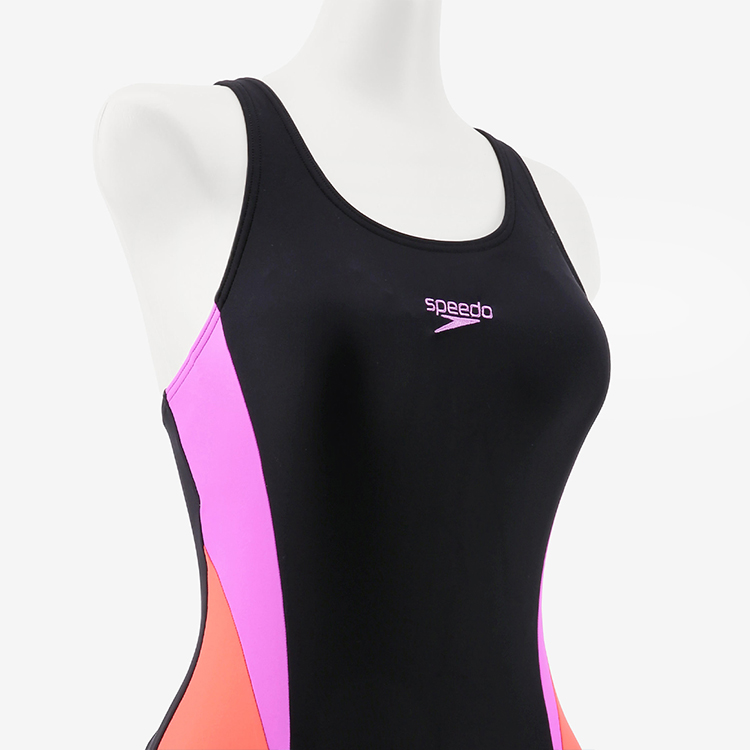 SPEEDO レディース Colorblock Splice Muscleバック水着 パープルアジアンフィット [8-00449510510 トレーニング水着] 디테일