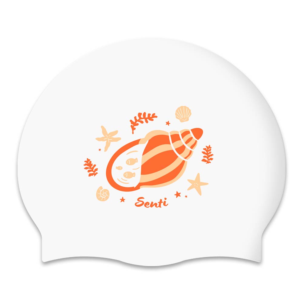 SENTI Shelling Silicone Swim Cap Orange [SC-2530]