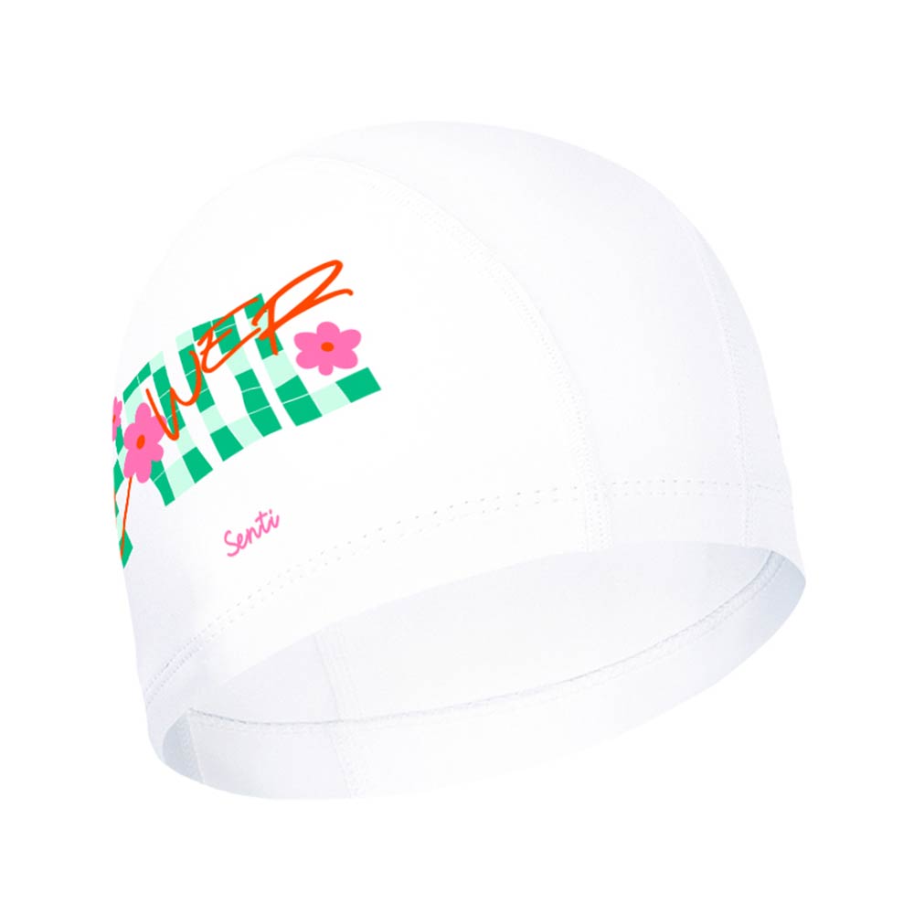 SENTI Flower Pool Silicone Coated Swim Cap Pink [SC-1008] 상품컷
