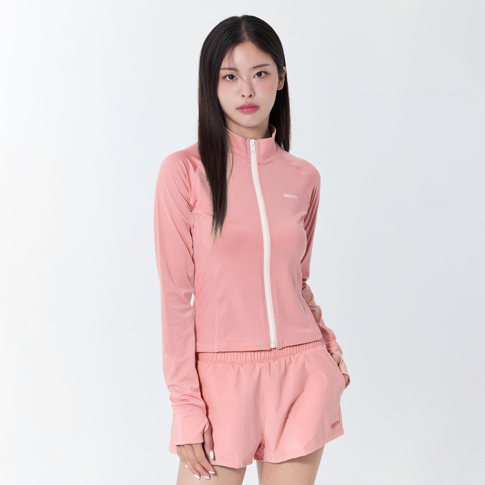 SENTI Summer Club Classic Standardfit Zip-Up Rashguard Pink [SAR-ARW21 (PK) Women's Beachwear]