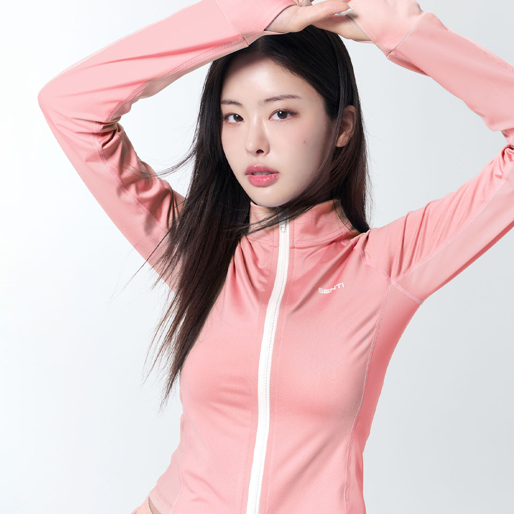 SENTI Summer Club Classic Standardfit Zip-Up Rashguard Pink [SAR-ARW21 (PK) Women's Beachwear] 디테일