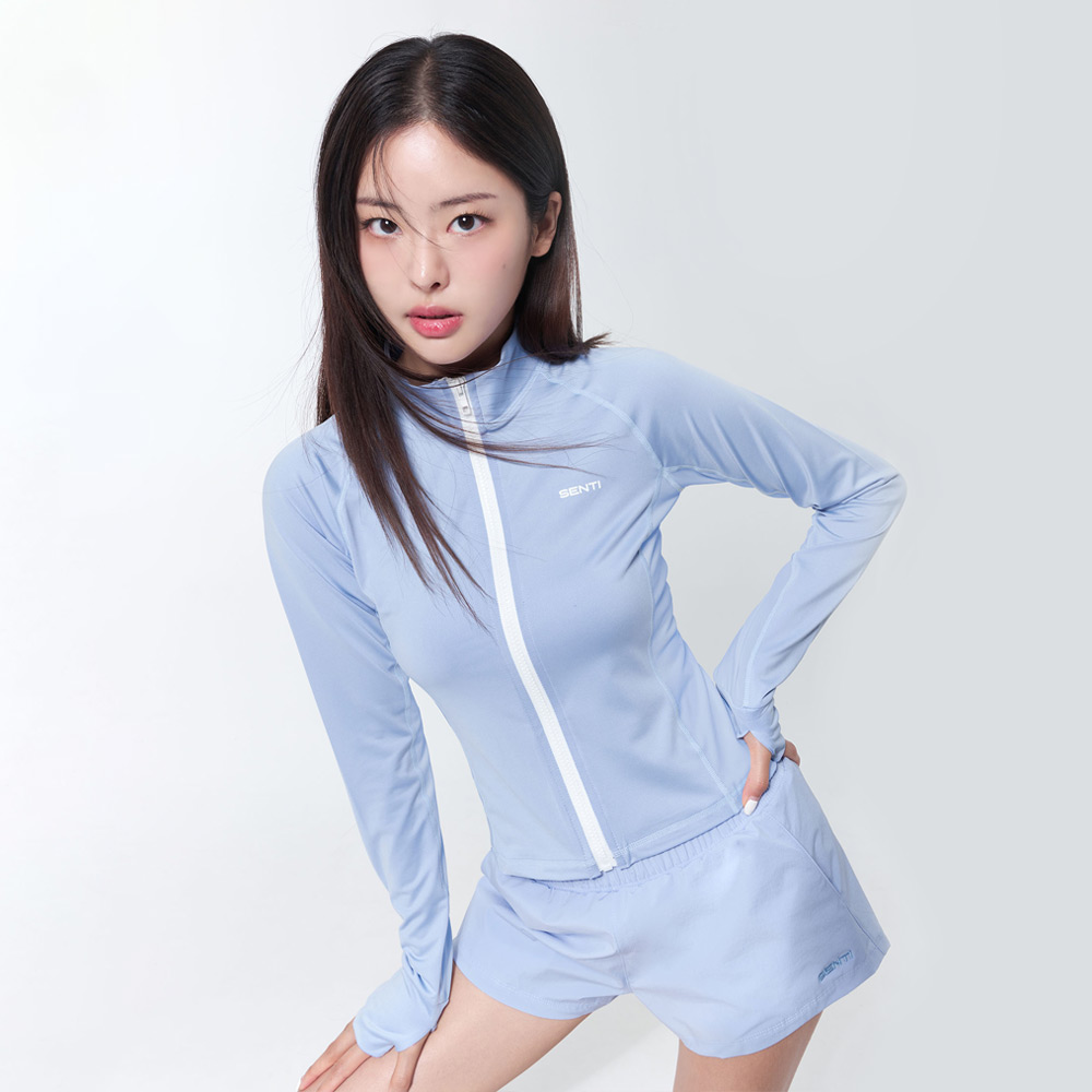 SENTI Summer Club Classic Standardfit Zip-Up Rashguard Lavender [SAR-ARW21 (LV) Women's Beachwear] 디테일
