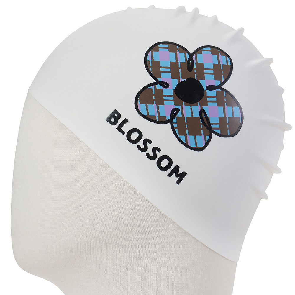 HOOG EMBOSS Carob Check Silicone Swim Cap White [SSC743] 디테일