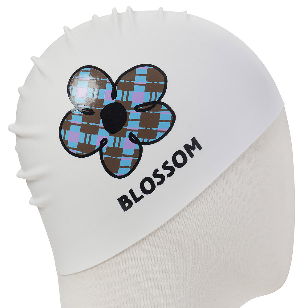 HOOG EMBOSS Carob Check Silicone Swim Cap White [SSC743] 디테일