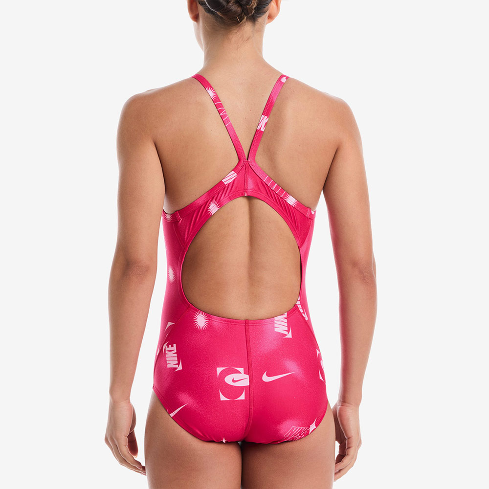 NIKE SWIM Galaxia Racer Back Swimsuit Rush Pink [NESSF017-687 Embroidered Logo Women's Indoor Swimsuit] 디테일