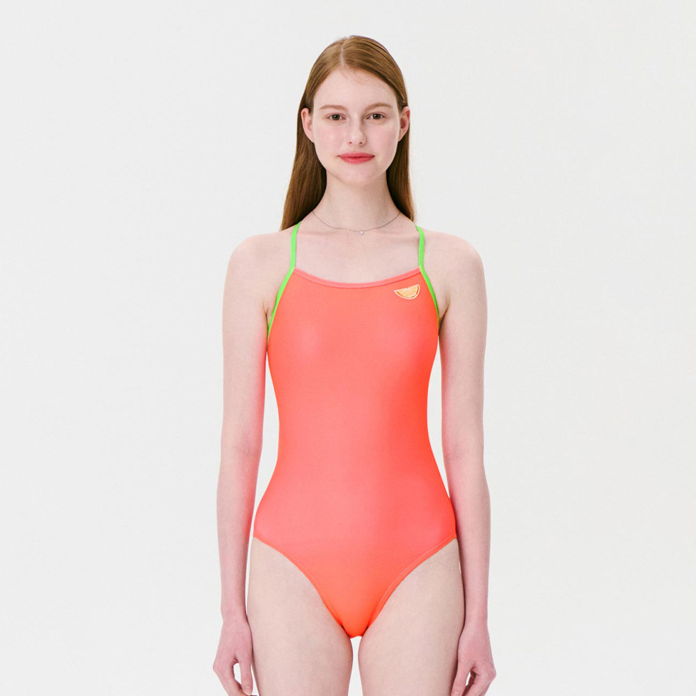 LEMANGO Pomelo Fizz Cross Tie Back Swimsuit Grapefruit Pink [LSWON16105617 Women's Swimsuit] 상품컷