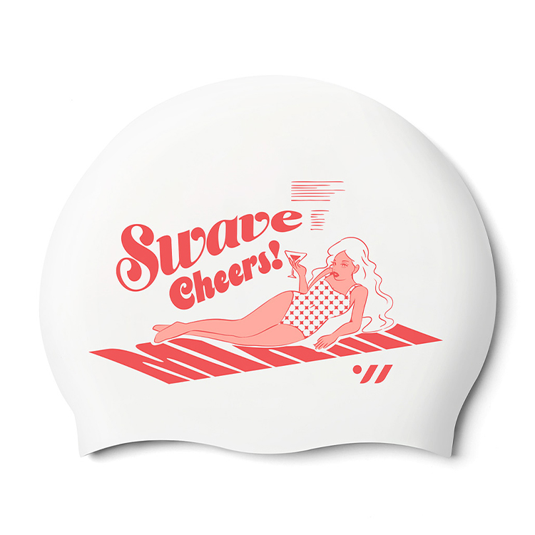 SWAVE Sunbed Girl シリコン スイムキャップ ホワイト [SW-CS145 (WHT) 水泳帽] 상품컷