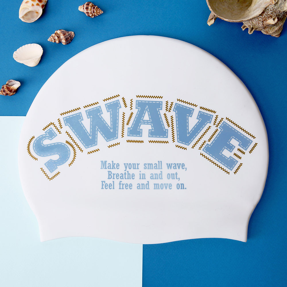 SWAVE Stitch Work シリコン スイムキャップ ブルー [SF3USC002 水泳帽] 상품컷