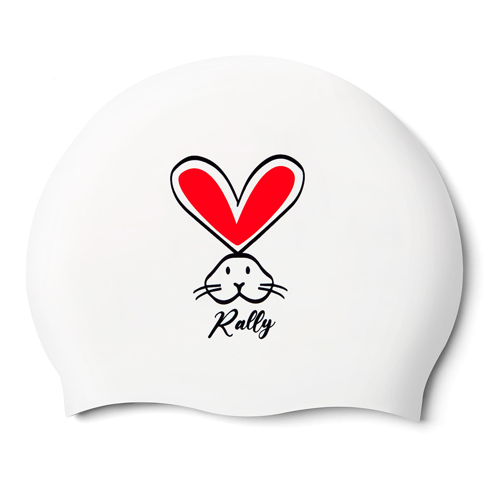 RALLY Heart Rabbit シリコン スイムキャップ レッド [QRUC304(RED) 水泳帽]