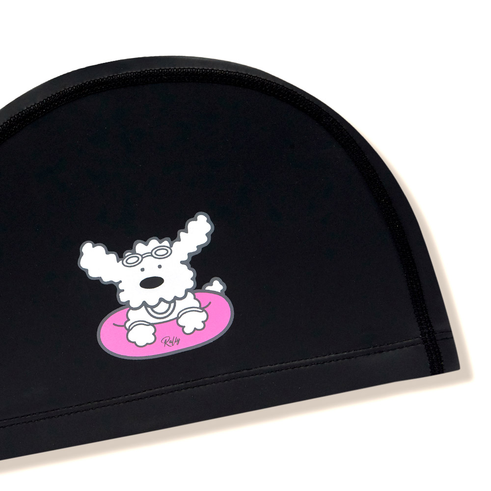 RALLY Puppy PU Coating Swim Cap Black [QRUC306(BLK)] 디테일