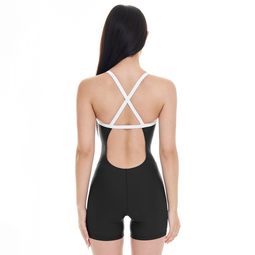 SENTI Essential Legsuit Drop Back Swimsuit Black White [WSAT-8102 Women's] 디테일
