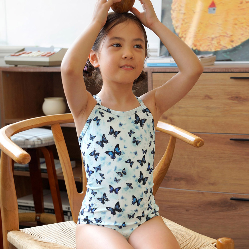 LEMANGO Kids White Flutter Open Back Swimsuit Moonlight Blue [LSGON10005634 Girls] 디테일