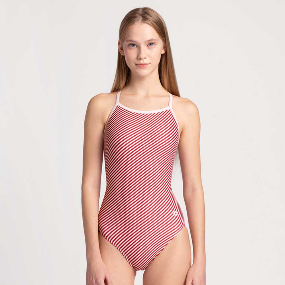 ADDIBLE Retro Stripe X-バック 水着 レッド [ASWRE043 レディース フィットネス]