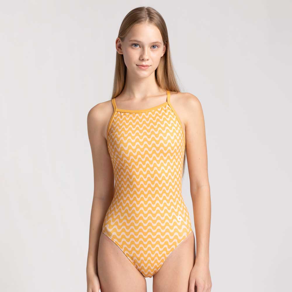 ADDIBLE Retro Wave V-Back Swimsuit Yellow [ASWYE043 Women's] 상품컷