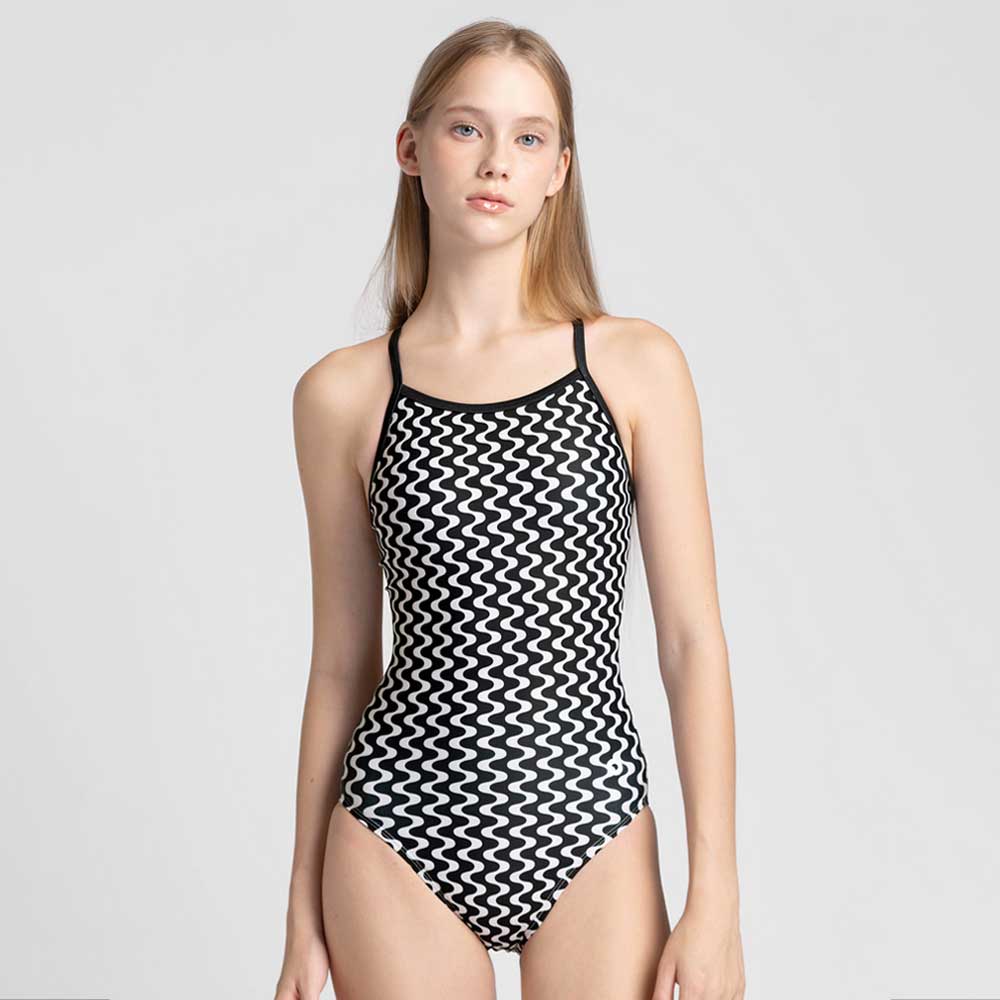 ADDIBLE Retro Wave V-Back Swimsuit Black [ASWBK043 Women's]