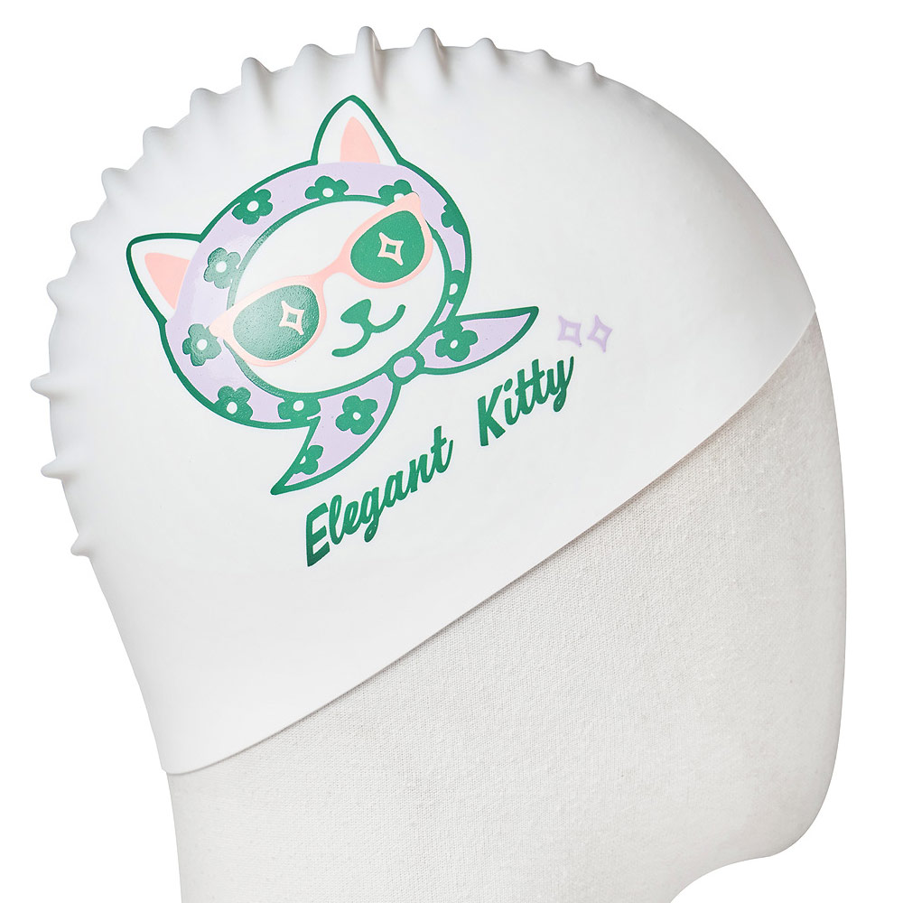 HOOG Elegance Kitty シリコン スイムキャップ ホワイト [SSC776 水泳帽] 디테일