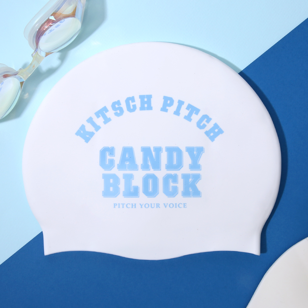 KITSCH PITCH Candy Block Jacket シリコン スイムキャップ ホワイト [KF4USC006 水泳帽] 디테일