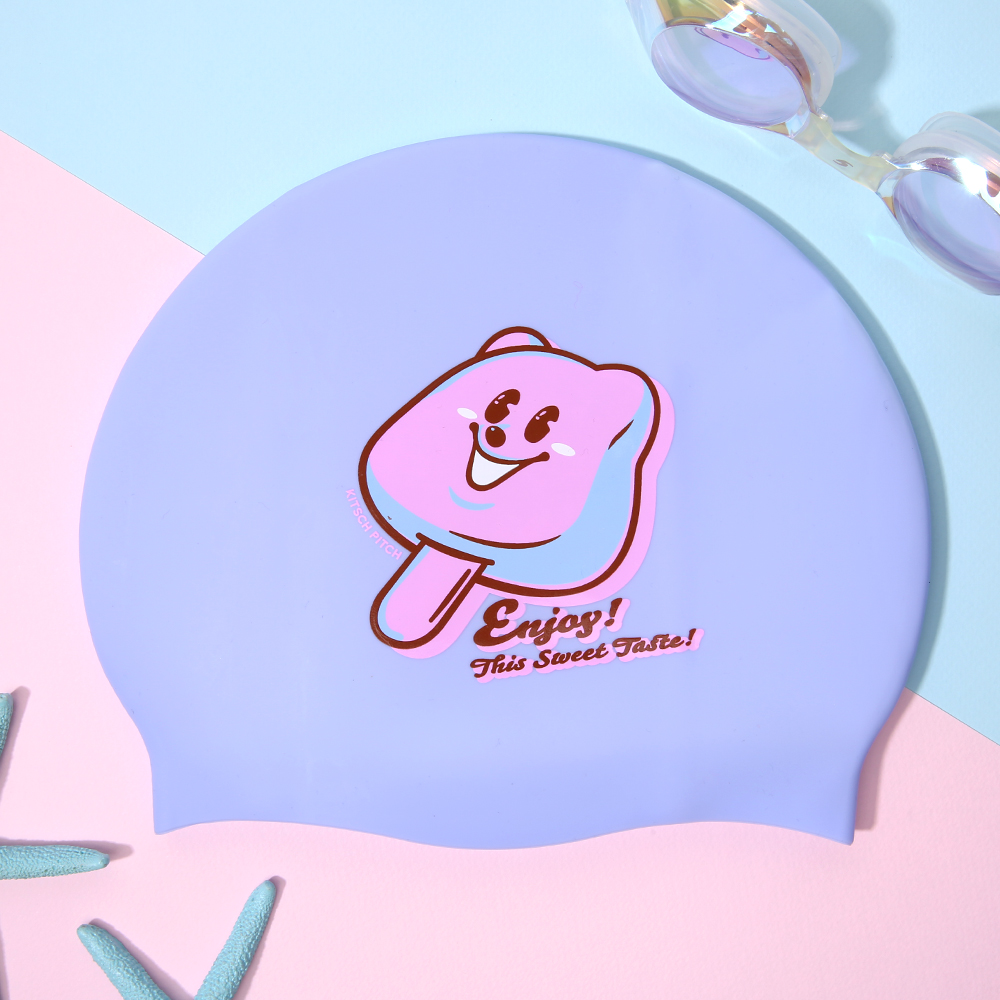 KITSCH PITCH Baby Bear Pop シリコン スイムキャップ ペールラベンダー [KPE1CS015 (PLV) 水泳帽] 디테일