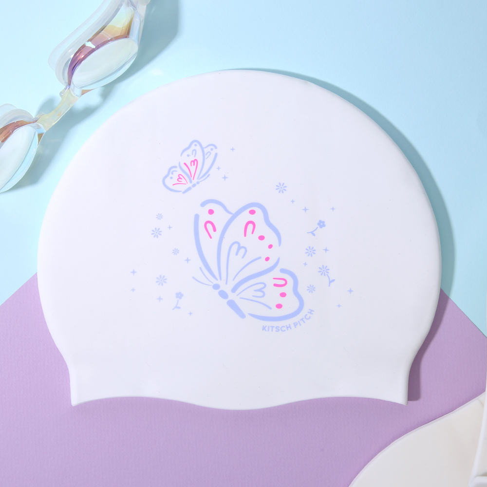 KITSCH PITCH Butterfly Dream シリコン スイムキャップ ホワイト [KPE1CS025 (WHT) 水泳帽] 디테일