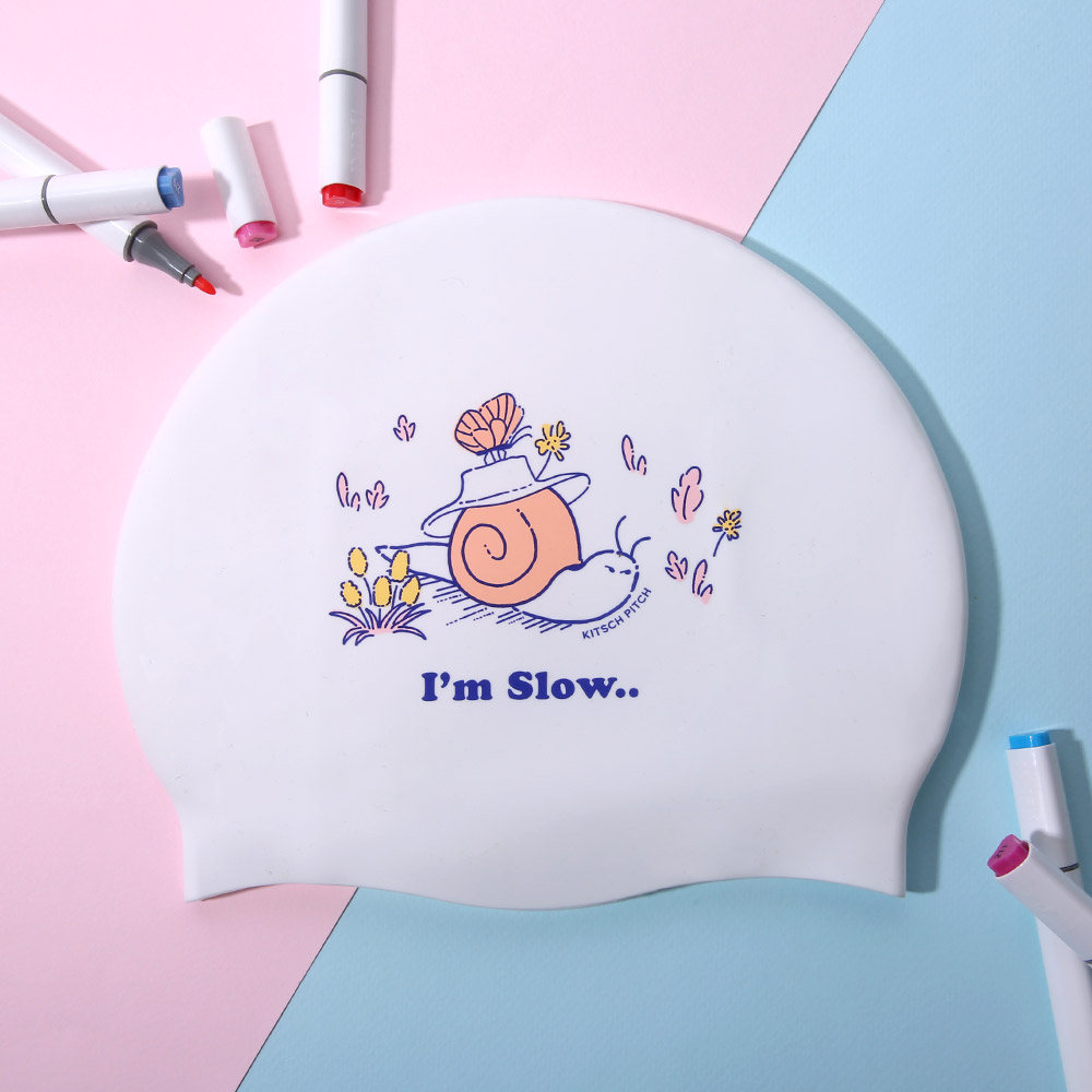 KITSCH PITCH I'm Slow シリコン スイムキャップ ホワイト [KPE1CS034 (WHT) 水泳帽] 디테일