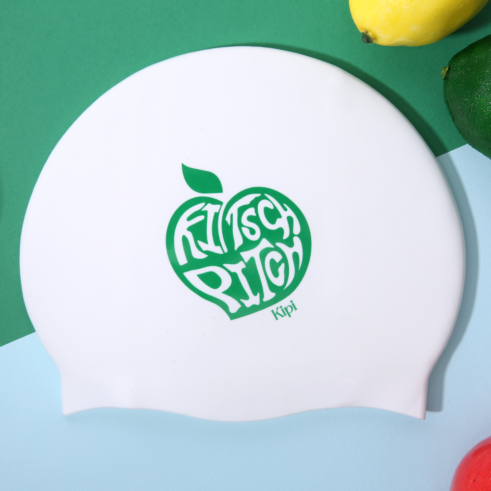 KITSCH PITCH Peach Stamp シリコン スイムキャップ ホワイト [KPC1CS002 (WHT) 水泳帽] 디테일