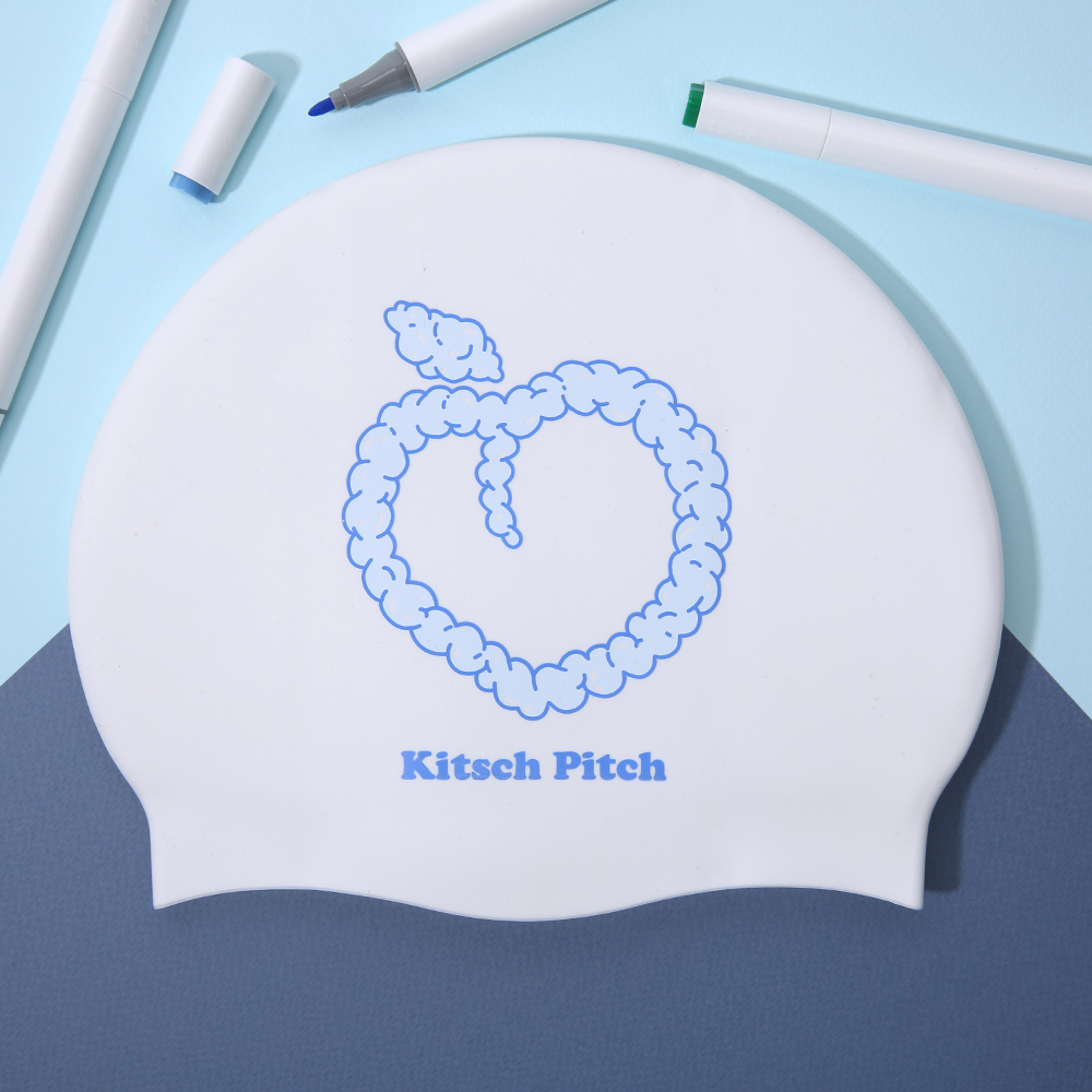 KITSCH PITCH Peach Cloud Silicone Swim Cap Blue [KPC1CS003 (WHT)] 디테일