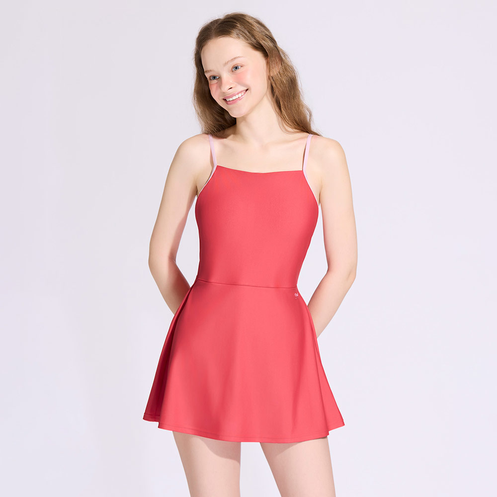 HOOG Funnyberry Funnyside Flower Back One-Piece Red Coral [AWO0067 Women's Beachwear] 상품컷