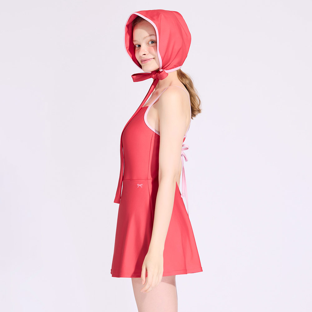 HOOG Funnyberry Funnyside Flower Back One-Piece Red Coral [AWO0067 Women's Beachwear] 디테일