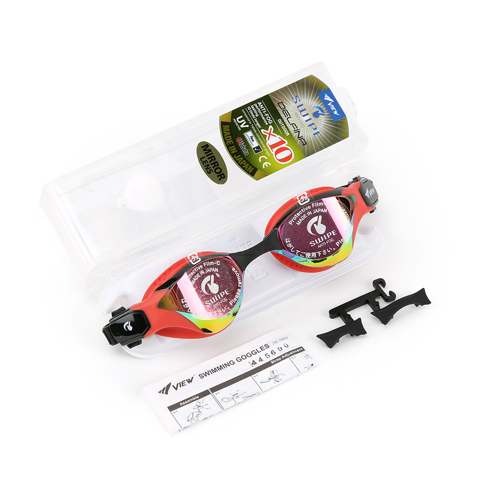 VIEW Delphina Swipe Mirrored Swim Goggle red pink [V2000ASAM(SKRP) FINA Approved Tech Suit] 디테일