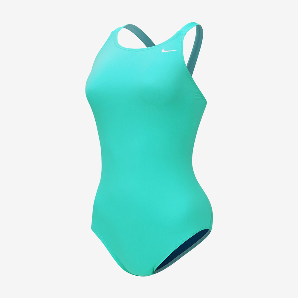 NIKE SWIM Answer Solid Fast Back Swimsuit Bleached Turquoise [NESSA040-468 Embroidered Logo Women's]