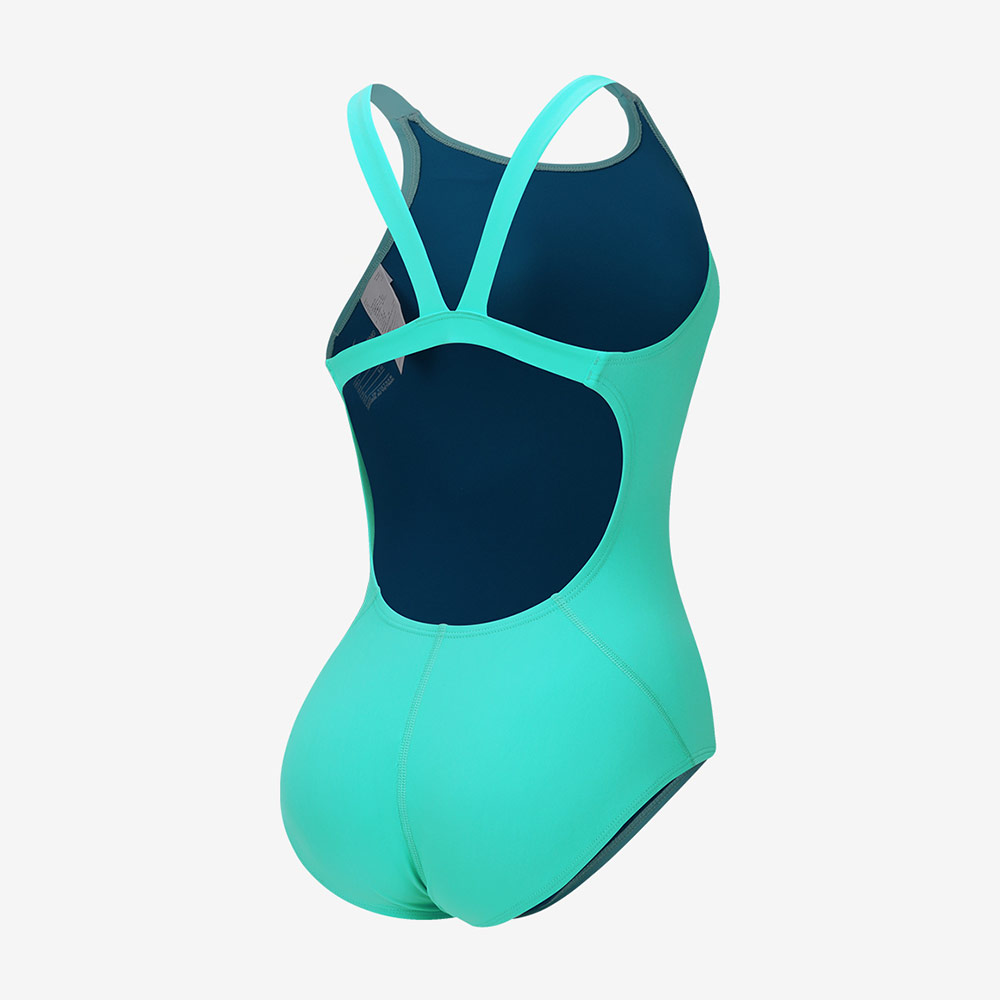 NIKE SWIM Answer Solid Fast Back Swimsuit Bleached Turquoise [NESSA040-468 Embroidered Logo Women's] 디테일