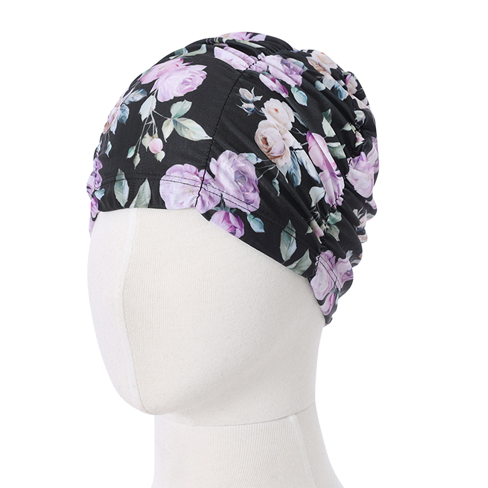 PHOENIX Peony Water Aerobics Spandex Swim Cap black [PCN-03-PEONY(BLK)] 디테일