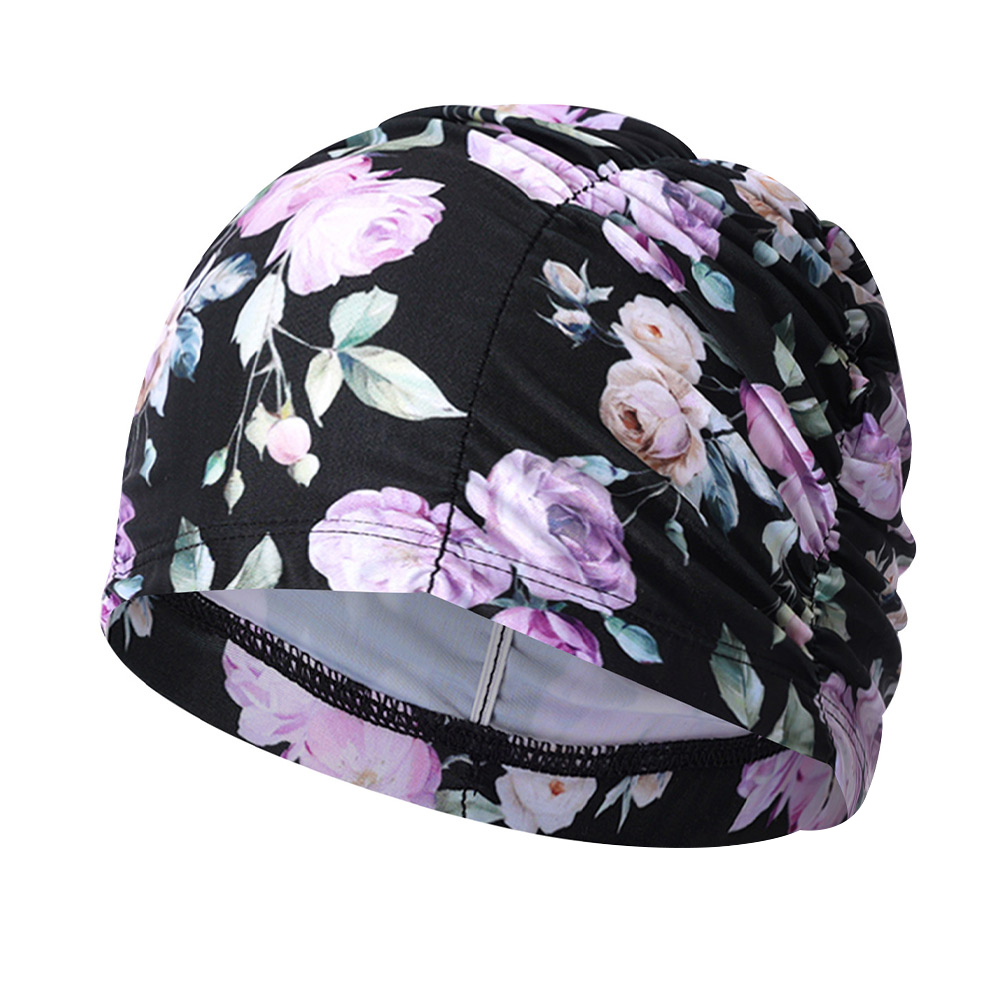 PHOENIX ピオニー アクアビクス ストレッチ スイムキャップ ブラック [PCN-03-PEONY(BLK)]