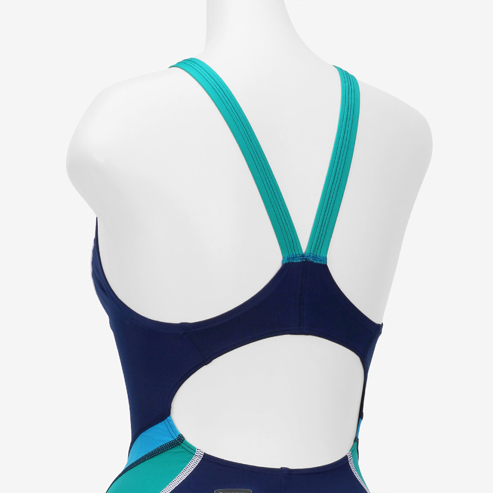 MIZUNO GX Sonic Stream Two-Tone reply race Open Back Swimsuit Navy Turquoise [N2MGC72582 FINA Women's ] 디테일
