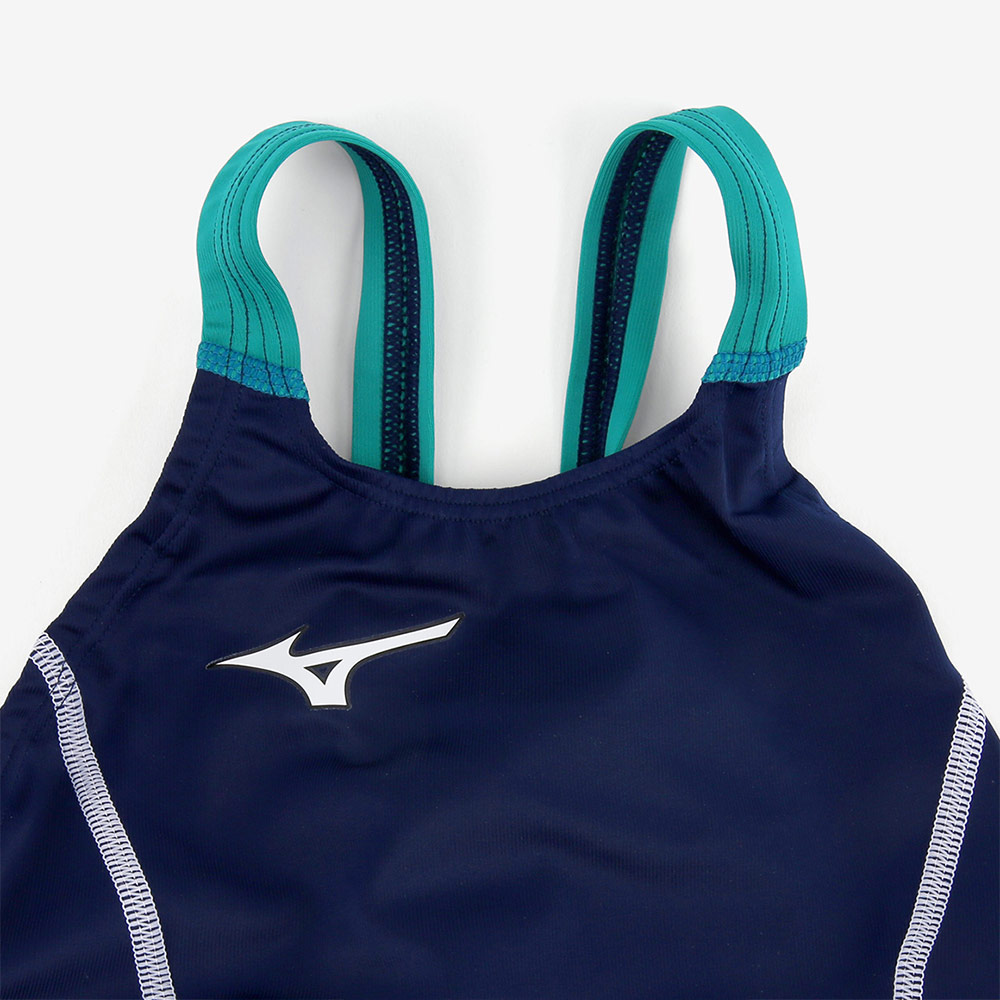 MIZUNO GX Sonic Stream Two-Tone reply race Open Back Swimsuit Navy Turquoise [N2MGC72582 FINA Women's ] 디테일