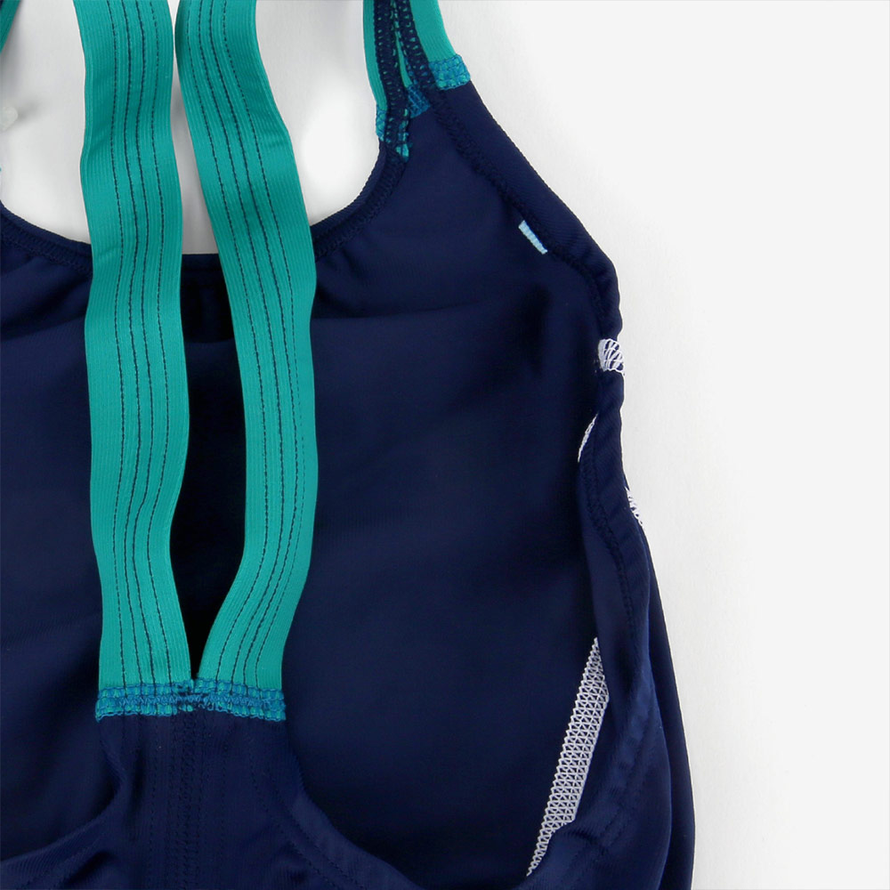 MIZUNO GX Sonic Stream Two-Tone reply race Open Back Swimsuit Navy Turquoise [N2MGC72582 FINA Women's ] 디테일