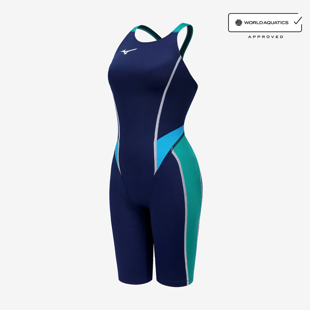 GX Sonic Stream Two-Tone reply race Open Back Swimsuit Navy Turquoise