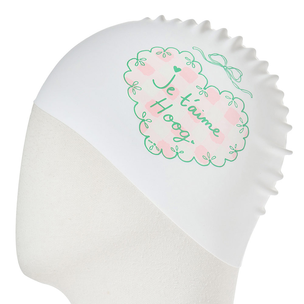 HOOG Je t'aime hoogues Silicone Swim Cap white [SSC838] 디테일