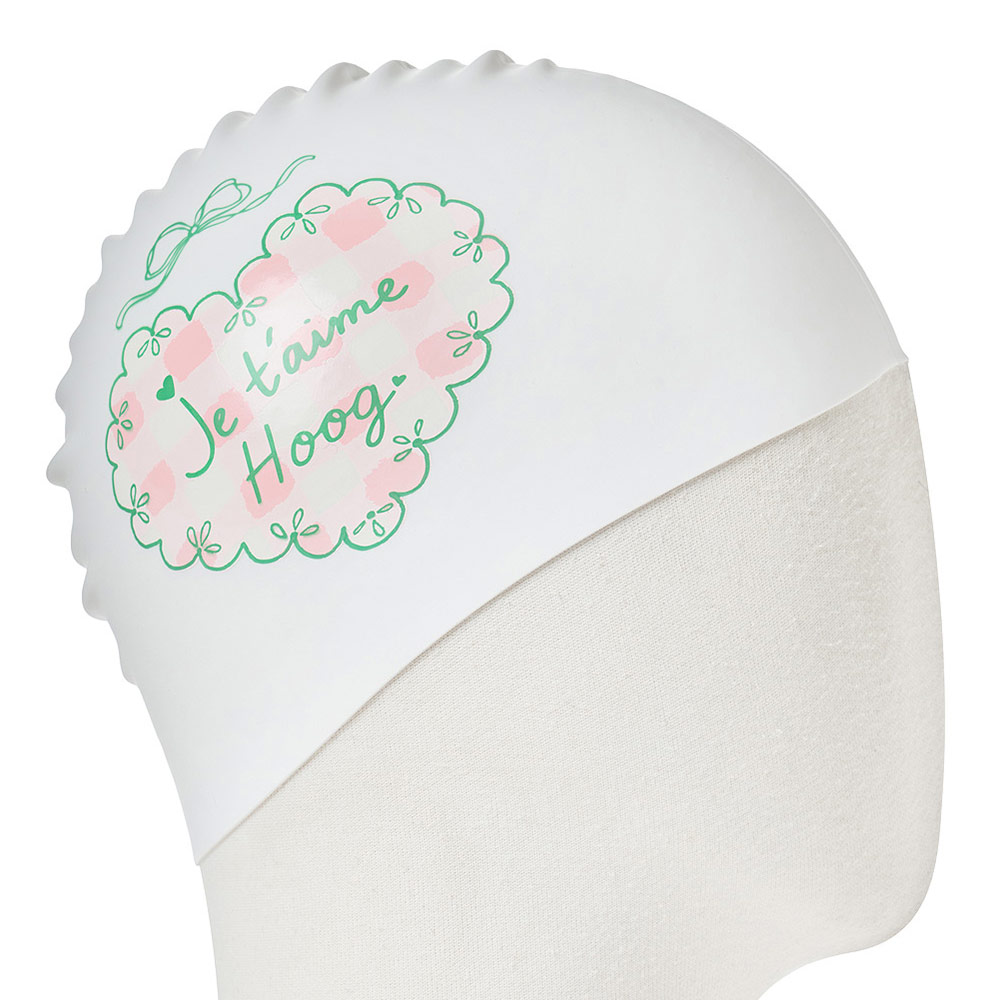 HOOG Je t'aime hoogues Silicone Swim Cap white [SSC838] 디테일