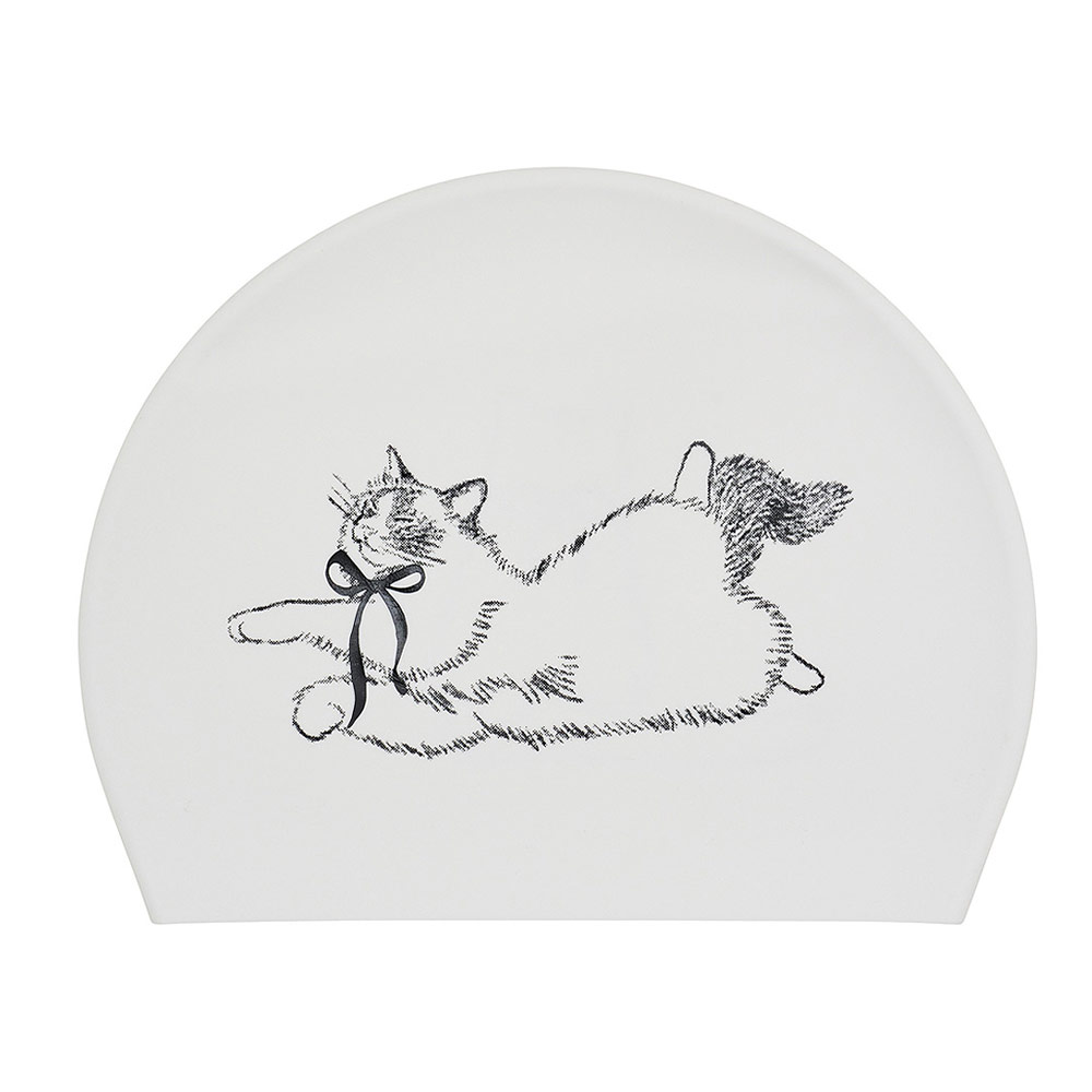 HOOG Ribbon Cat Silicone Swim Cap white [SSC839] 상품컷