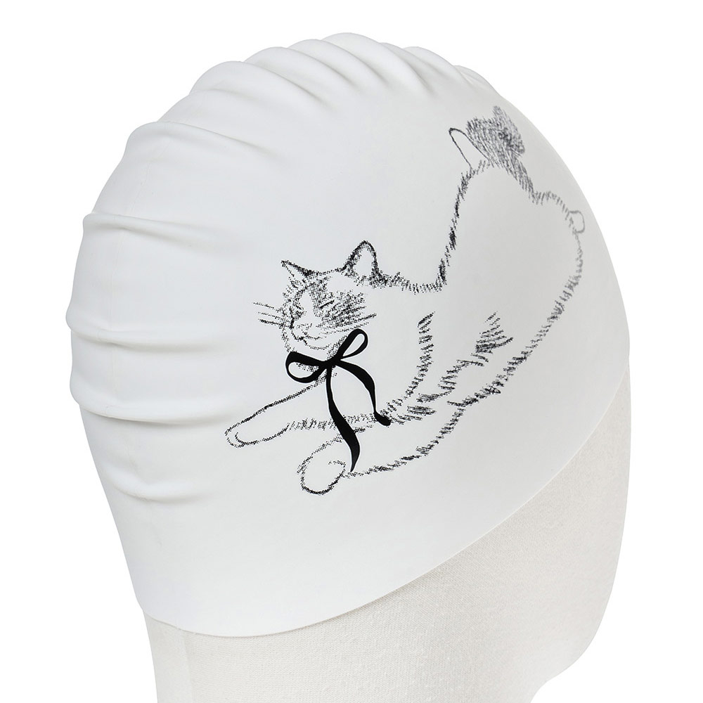 HOOG Ribbon Cat Silicone Swim Cap white [SSC839] 디테일
