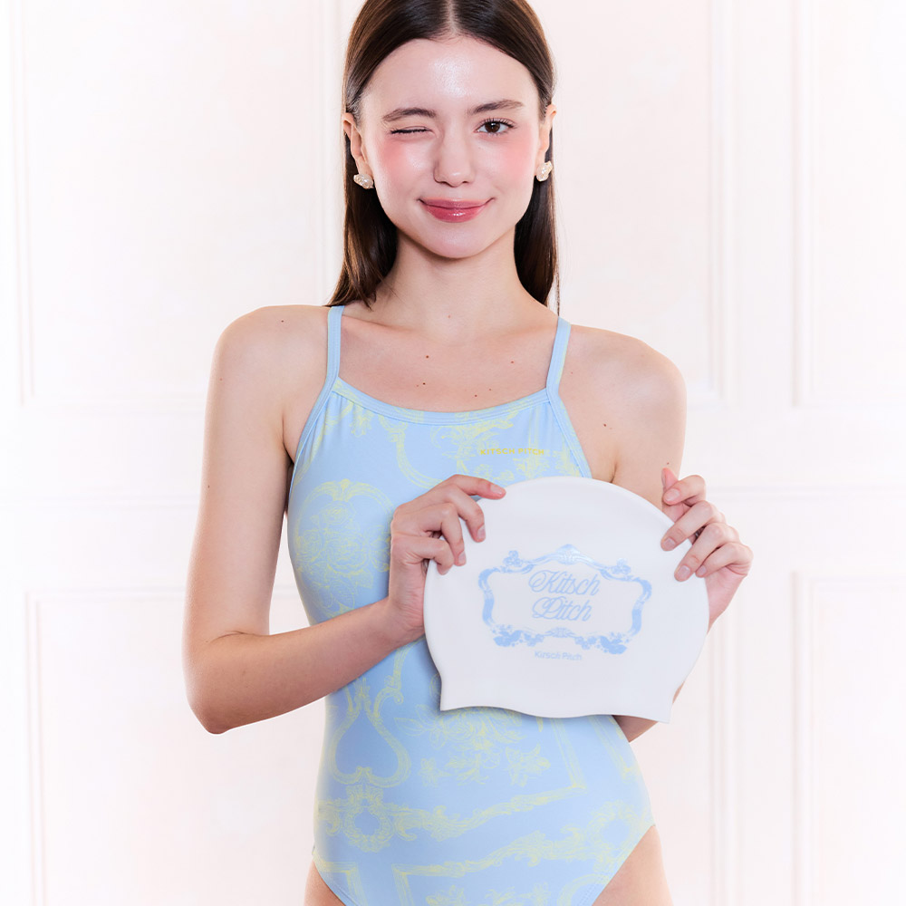 KITSCH PITCH Eiffel Blue V-Back Swimsuit Pale blue [KG1LST001 Women's ] 디테일
