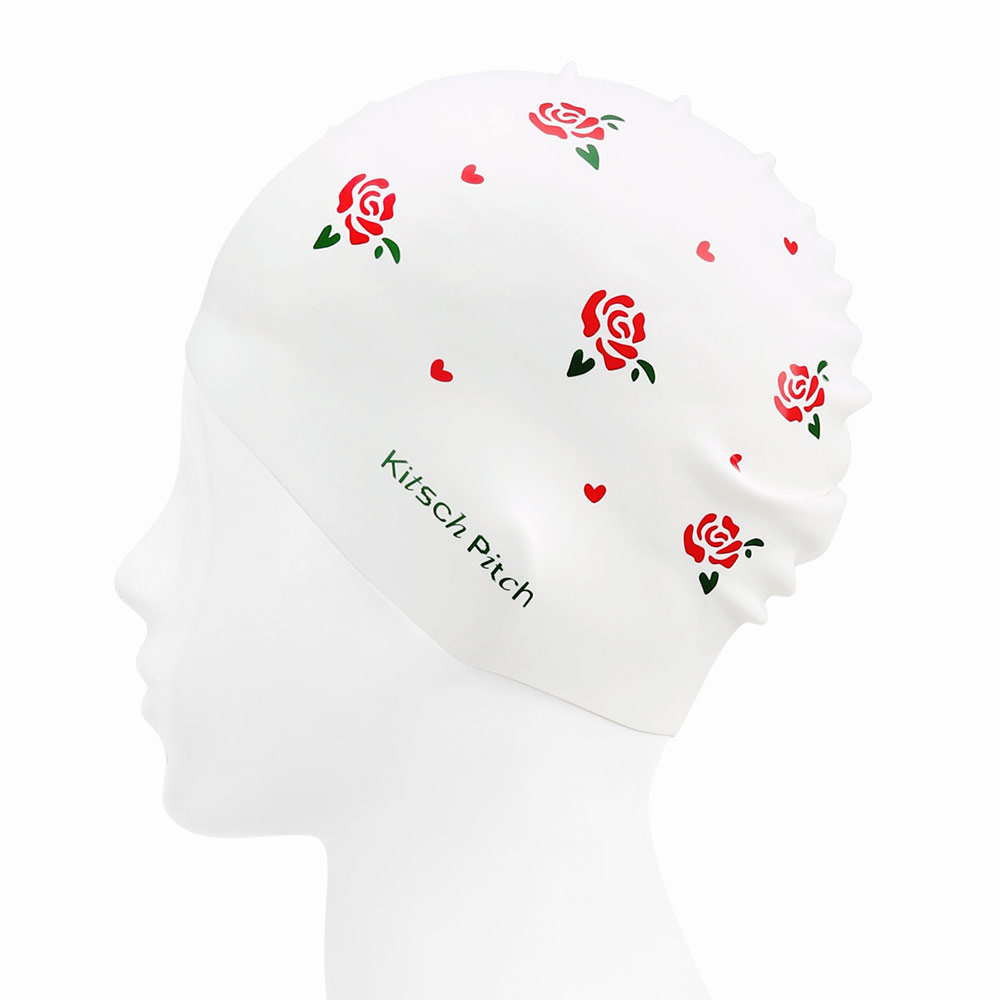 KITSCH PITCH Mini Rose Silicone Swim Cap white [KG1USC004] 디테일